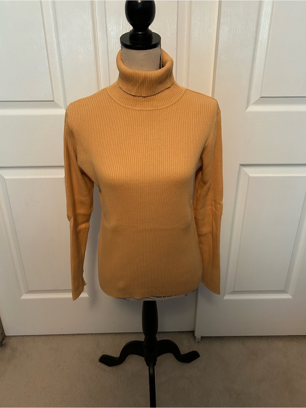 Norm Thompson Ribbed Long-Sleeve Crewneck Top in Mustard